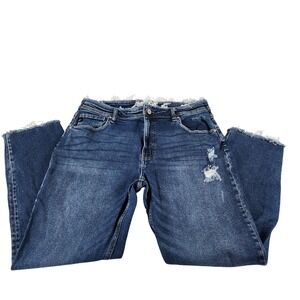 KanCan Maurices Distressed Raw Hem Straight Leg Jeans Blue 31 Style 126100